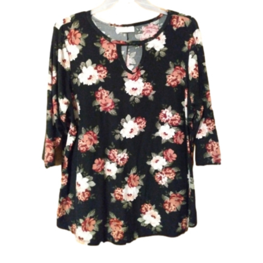 Black Floral Blouse 3XL